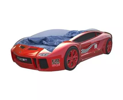 Кровать-машина Ламба Некст (49, 174, С подсветкой дна, Односпальные, Кровати-машинки, Красный, 105)