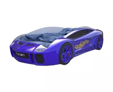 Кровать-машина Ламба Некст (49, 174, С подсветкой дна, Односпальные, Кровати-машинки, Синий, 105)