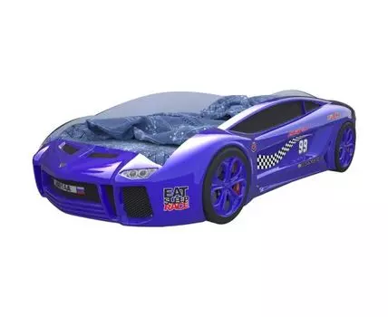 Кровать-машина Ламба Некст (49, 174, С подсветкой дна, Односпальные, Кровати-машинки, Синий, 105)