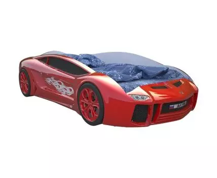 Кровать-машина Ламба Некст ПМ (49, 174, С подсветкой дна, Односпальные, Кровати-машинки, Красный, 105)