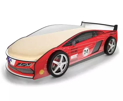 Кровать-машина Ламба ПМ (50, 184, Без чехла, Односпальные, Кровати-машинки, Красный, 75)