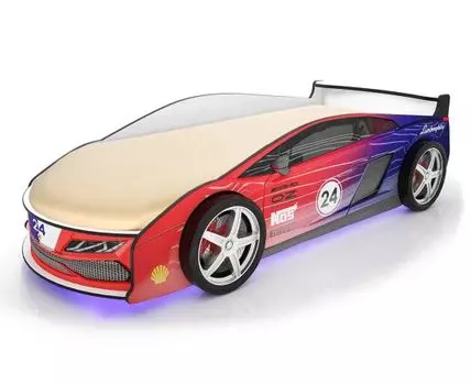 Кровать-машина Ламба ПМ (50, 184, Без чехла, Односпальные, Кровати-машинки, Красный, 75)