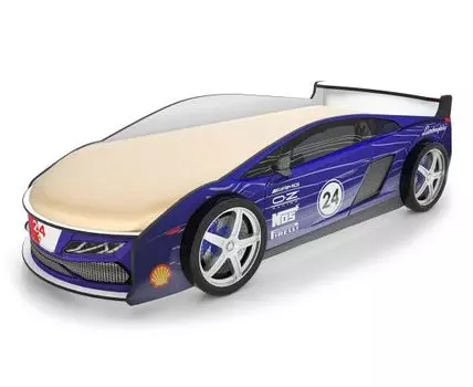 Кровать-машина Ламба ПМ (50, 184, Без чехла, Односпальные, Кровати-машинки, Синий, 75)