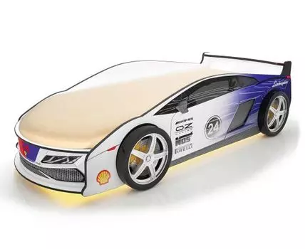 Кровать-машина Ламба ПМ (50, 184, Без чехла, Односпальные, Кровати-машинки, Синий, 75)