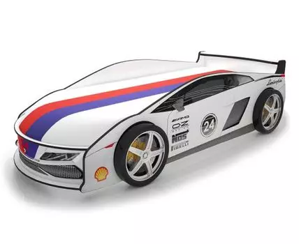 Кровать-машина Ламба ПМ (50, 184, С чехлом, Односпальные, Кровати-машинки, Белый, 75)