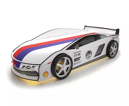 Кровать-машина Ламба ПМ (50, 184, С чехлом, Односпальные, Кровати-машинки, Белый, 75)