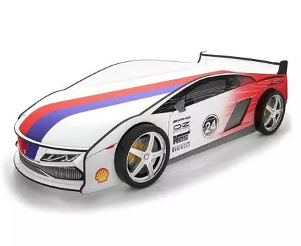 Кровать-машина Ламба ПМ (50, 184, С чехлом, Односпальные, Кровати-машинки, Белый, 75)