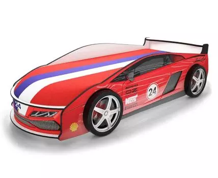 Кровать-машина Ламба ПМ (50, 184, С чехлом, Односпальные, Кровати-машинки, Красный, 75)