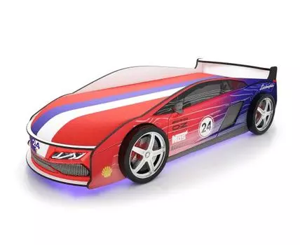 Кровать-машина Ламба ПМ (50, 184, С чехлом, Односпальные, Кровати-машинки, Красный, 75)