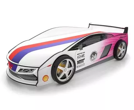 Кровать-машина Ламба ПМ (50, 184, С чехлом, Односпальные, Кровати-машинки, Розовый, 75)