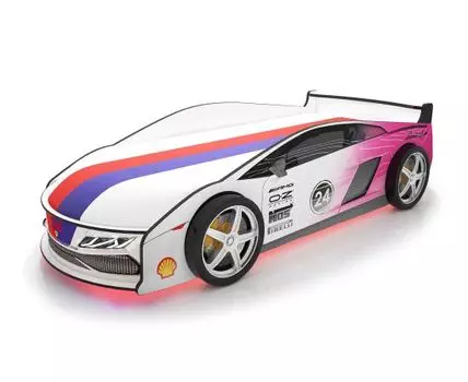 Кровать-машина Ламба ПМ (50, 184, С чехлом, Односпальные, Кровати-машинки, Розовый, 75)