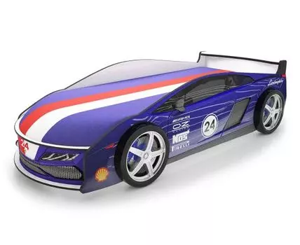 Кровать-машина Ламба ПМ (50, 184, С чехлом, Односпальные, Кровати-машинки, Синий, 75)