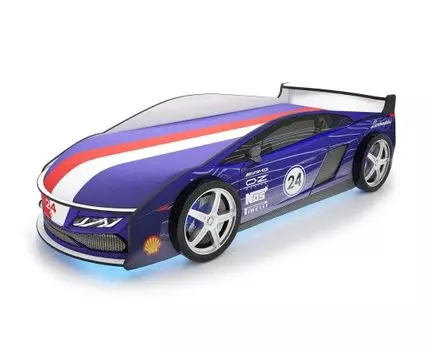 Кровать-машина Ламба ПМ (50, 184, С чехлом, Односпальные, Кровати-машинки, Синий, 75)