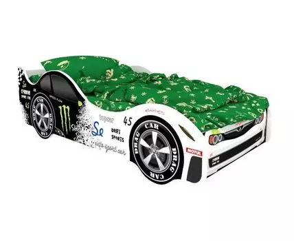 Кровать-машина Мадрид (50, 170, С подсветкой дна, Односпальные, Кровати-машинки, Белый, 75)