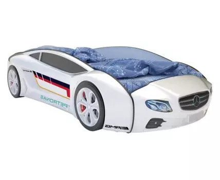 Кровать-машина Мерседес Родстер (49, 105, С подсветкой дна, Односпальные, Кровати-машинки, Белый, 185)