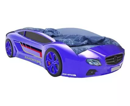 Кровать-машина Мерседес Родстер (49, 105, С подсветкой дна, Односпальные, Кровати-машинки, Синий, 185)