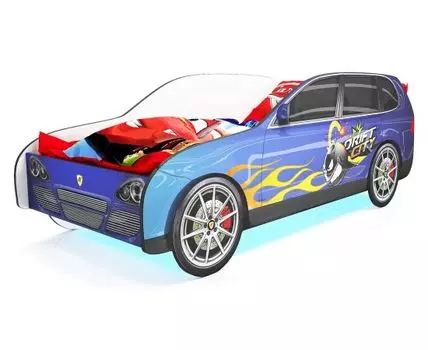 Кровать-машина Порше Кайен (75, 184, С подсветкой дна, Односпальные, Кровати-машинки, Синий, 84)