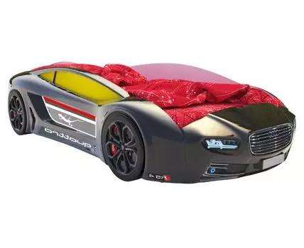 Кровать-машина Родстер Ауди (49, 185, С подсветкой дна, Односпальные, Кровати-машинки, Черный, 105)