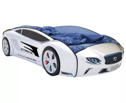 Кровать-машина Родстер Лексус (49, 185, С подсветкой дна, Односпальные, Кровати-машинки, Белый, 105)