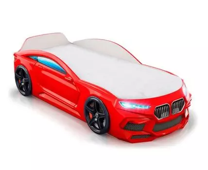 Кровать-машина Ромео (53, 178, Без мягкого спойлера, Односпальные, Одноярусные, Красный, 87)