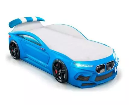 Кровать-машина Ромео (53, 178, С мягким спойлером, Односпальные, Одноярусные, Синий, 87)