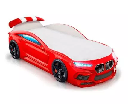 Кровать-машина Ромео (53, 178, С мягким спойлером, Односпальные, Одноярусные, Красный, 87)