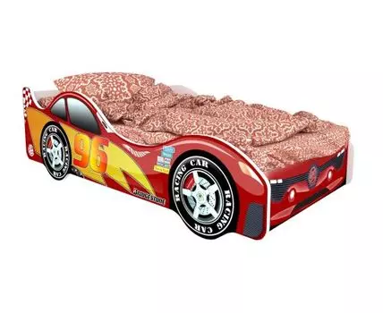 Кровать-машина Токио (50, 170, С подсветкой дна, Односпальные, Кровати-машинки, Красный, 75)