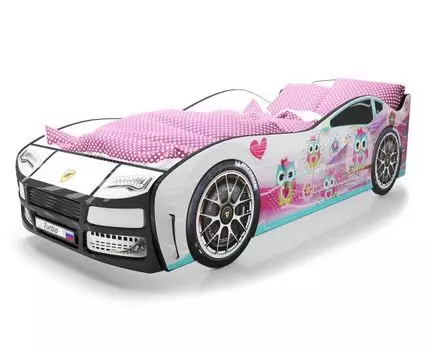 Кровать-машина Турбо ПМ (48, 178, Без подсветки, Односпальные, Кровати-машинки, Белый, 82)