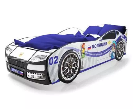 Кровать-машина Турбо ПМ (48, 178, Без подсветки, Односпальные, Кровати-машинки, Белый, 82)