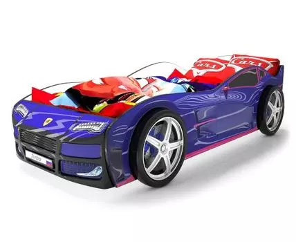 Кровать-машина Турбо ПМ (48, 178, Без подсветки, Односпальные, Кровати-машинки, Синий, 82)