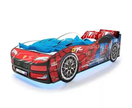 Кровать-машина Турбо ПМ (48, 178, С подсветкой дна, Односпальные, Кровати-машинки, Мультицвет, 82)