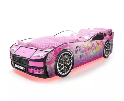 Кровать-машина Турбо ПМ (48, 178, С подсветкой дна, Односпальные, Кровати-машинки, Мультицвет, 82)