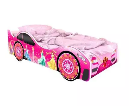 Кровать-машина Вена (50, 170, С подсветкой дна, Односпальные, Кровати-машинки, Розовый, 75)