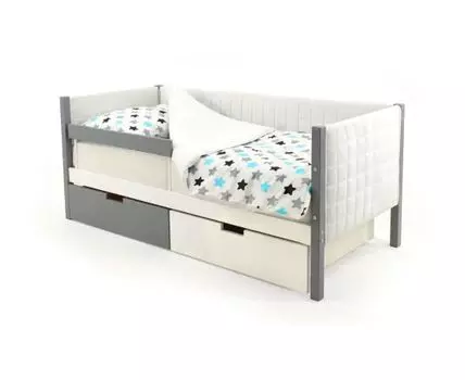 Кровать-тахта мягкая Svogen графит-белый (Белый)