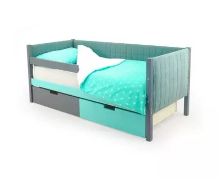Кровать-тахта мягкая Svogen графит-мятный (мятный)