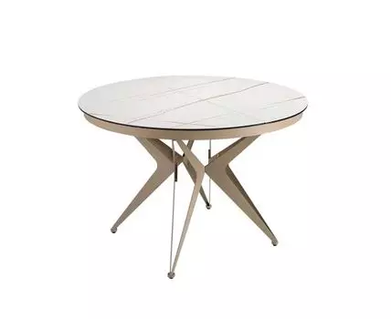 Круглый раздвижной обеденный стол 1119/MC22018DT из мраморной керамики и стали