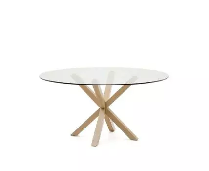 Круглый стеклянный стол Argo на стальных ножках с черной отделкой, D 150