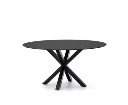 Круглый стол Argo с черным стеклом и черными стальными ножками 150 см