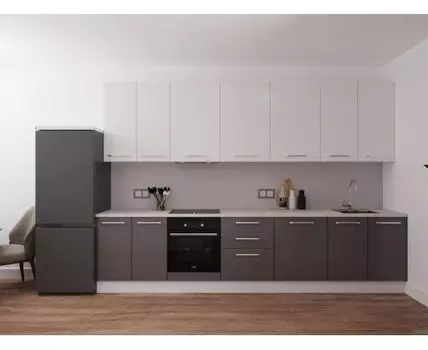 Кухня Стандарт Silver Style, прямая, 3450-3650 мм