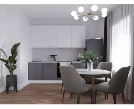 Кухня Стандарт White Gloss, прямая, 2200-2400 мм