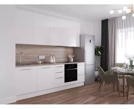 Кухня Стандарт White Gloss, прямая, 2450-2650 мм