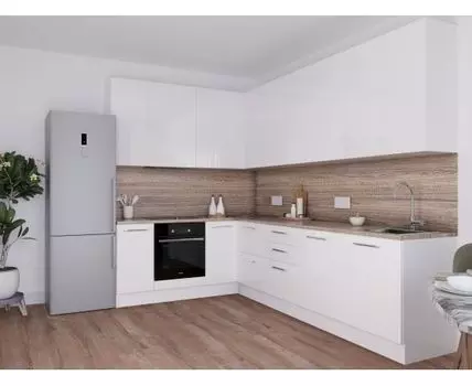 Кухня Стандарт White Gloss, угловая, 4950-5150 мм