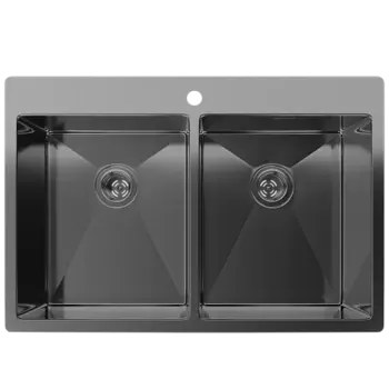 Кухонная мойка Rivelato Rinox 7450 2В PVD black нерж.сталь 2 чаши 740*500*200 мм арт.7450 2В PVD bl