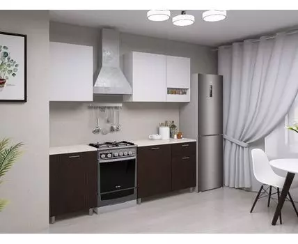 Кухонный гарнитур Брауни 170 см (213,6 / 216,2, 49,6 / 60, Со столешницей, Прямые, Темное-светлое дерево, 170)