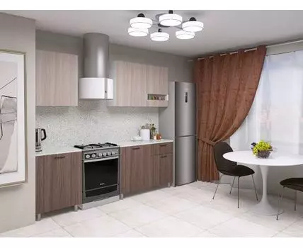 Кухонный гарнитур Брауни 170 см (213,6 / 216,2, 49,6 / 60, Со столешницей, Прямые, Темное-светлое дерево, 170)