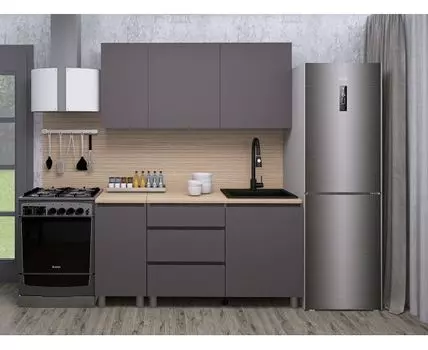 Кухонный гарнитур Денвер 160 см (216, 60, Прямые, Серый, 160)