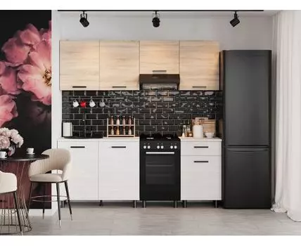 Кухонный гарнитур Глория 200 см (206, 60, Прямые, Белый, 200)