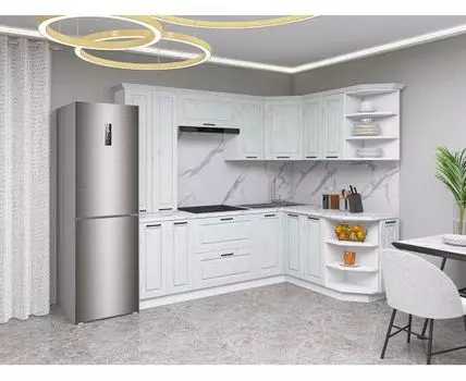 Кухонный гарнитур Грейвуд 240х150 см (214,4, 150, Угловые, Белый, 240)