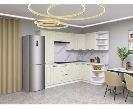 Кухонный гарнитур Грейвуд 240х150 см (214,4, 150, Угловые, Белый, 240)