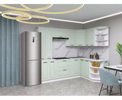 Кухонный гарнитур Грейвуд 240х150 см (214,4, 150, Угловые, Белый, 240)